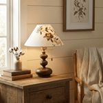 Marlowe Bloom Table Lamp – Art Shade Wooden Bedside Light