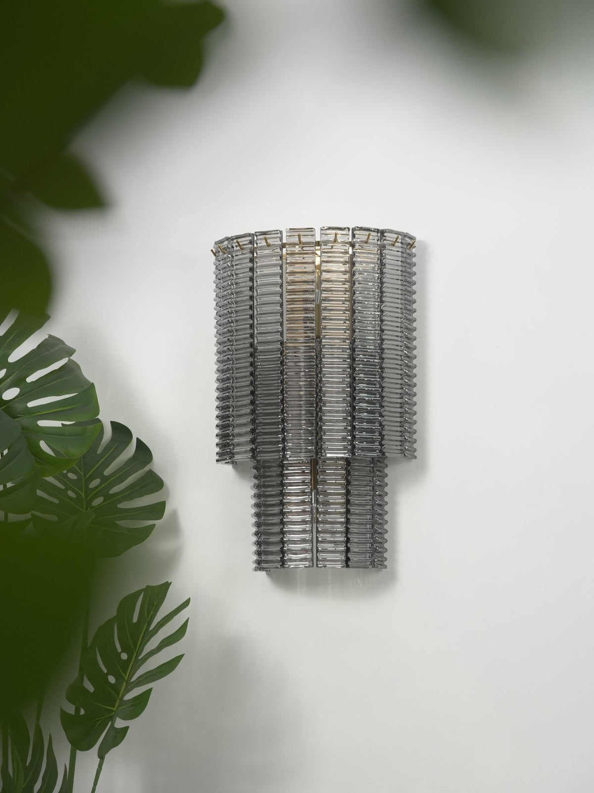 Marlowe Wall Sconce in Smoke Grey Glass and Gold Metal