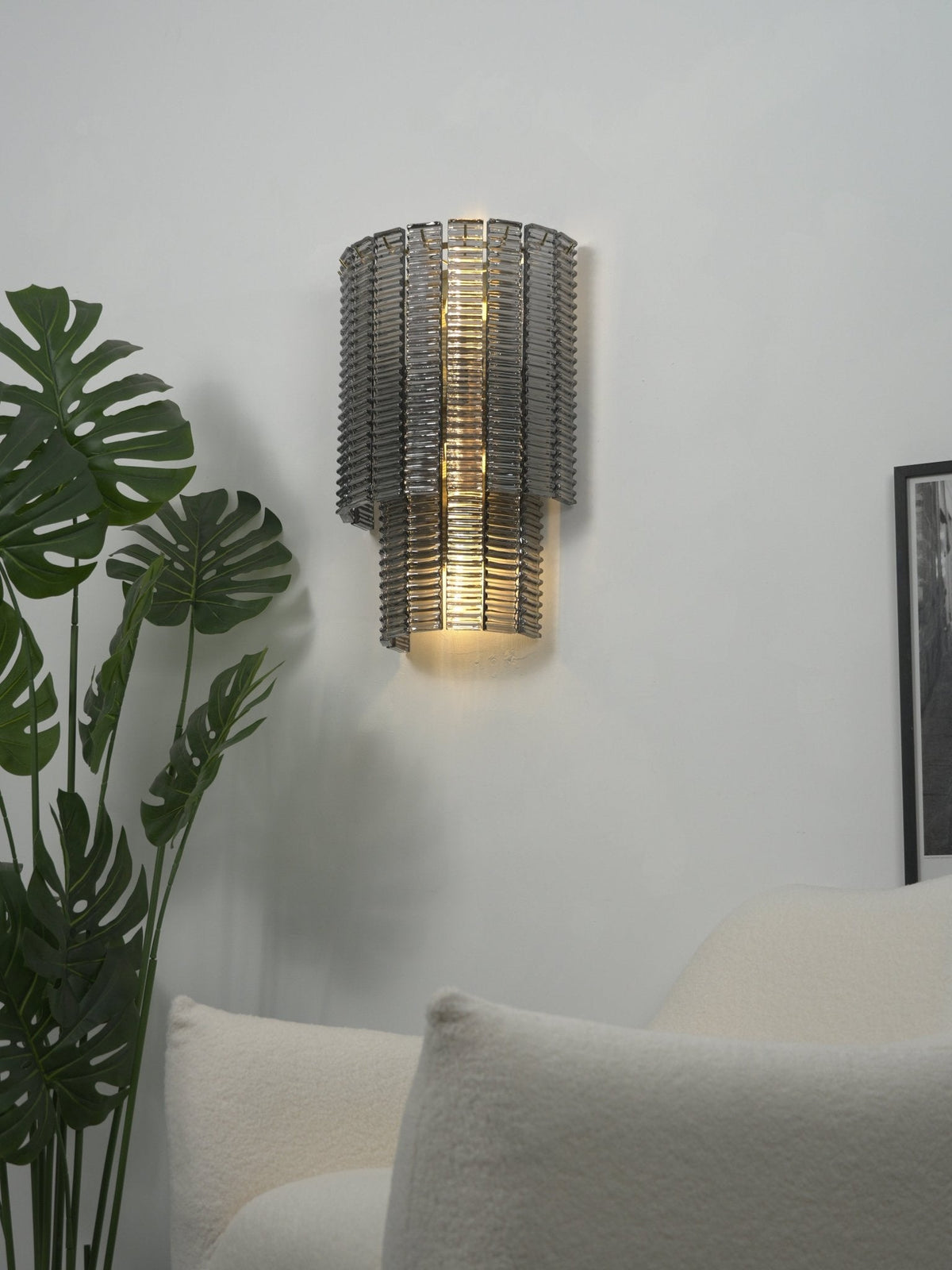 Marlowe Wall Sconce in Smoke Grey Glass and Gold Metal
