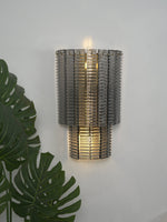 Marlowe Wall Sconce in Smoke Grey Glass and Gold Metal