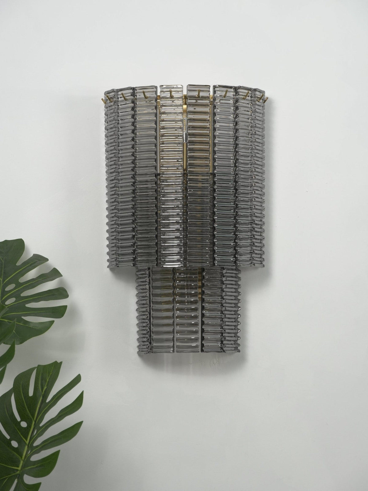 Marlowe Wall Sconce in Smoke Grey Glass and Gold Metal