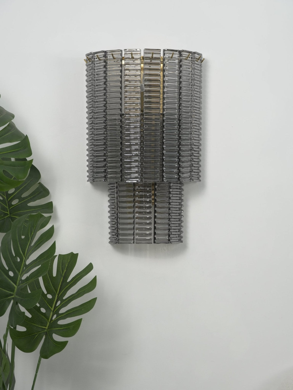Marlowe Wall Sconce in Smoke Grey Glass and Gold Metal
