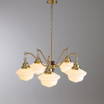 Marquette Modern Gold Chandelier with Frosted Glass Globes and Wood Accents