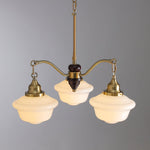 Marquette Modern Gold Chandelier with Frosted Glass Globes and Wood Accents