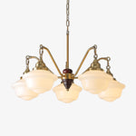Marquette Modern Gold Chandelier with Frosted Glass Globes and Wood Accents