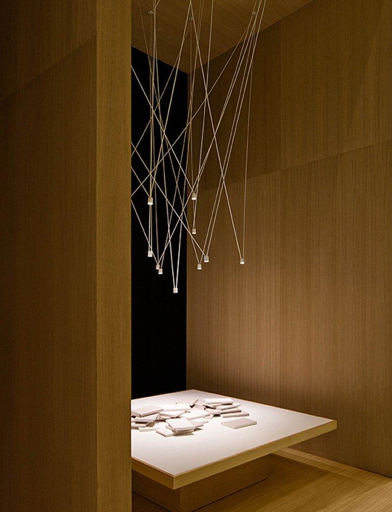 Modular Pendant Chandelier with Matte Lacquered Cables, 1-12 Lights