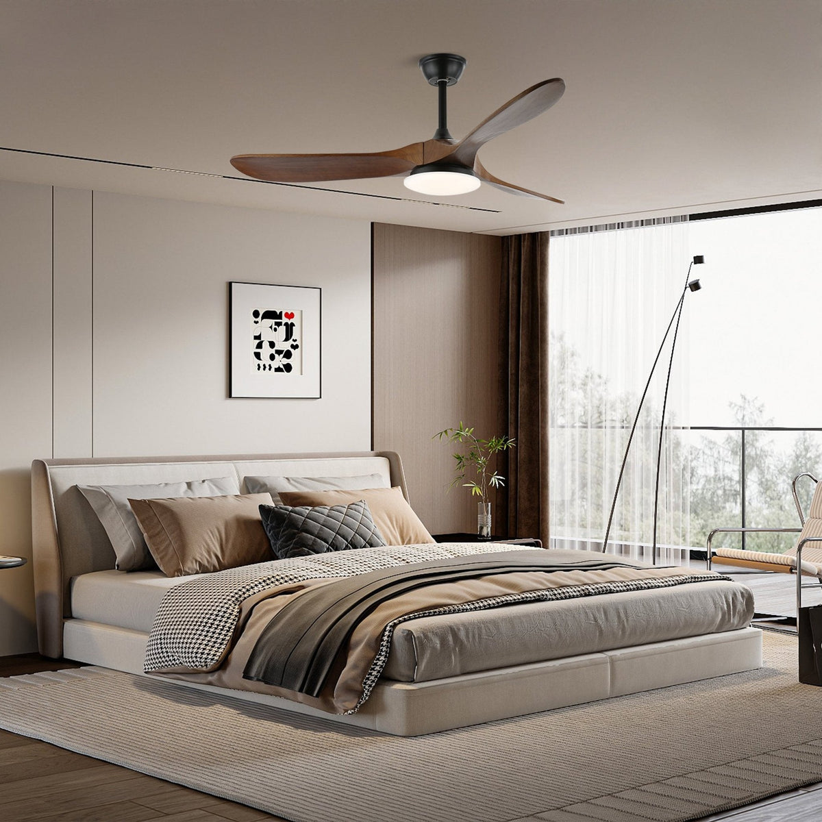 Virelo Ceiling Fan Light with LED – 42" & 52" Wood Grain Blades