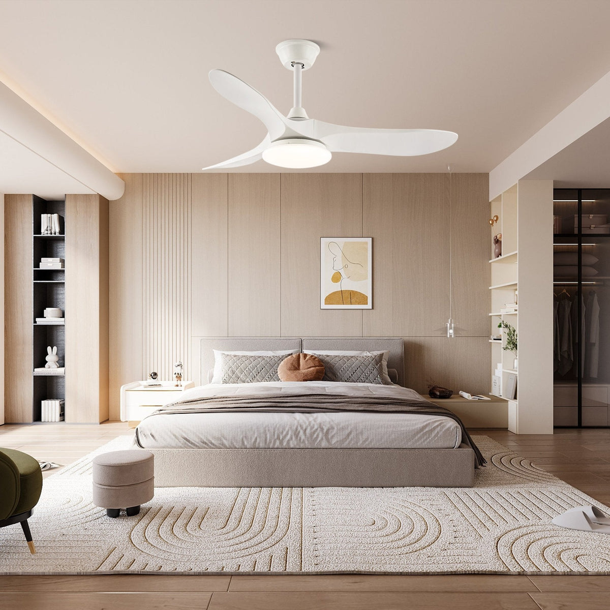 Virelo Ceiling Fan Light with LED – 42" & 52" Wood Grain Blades