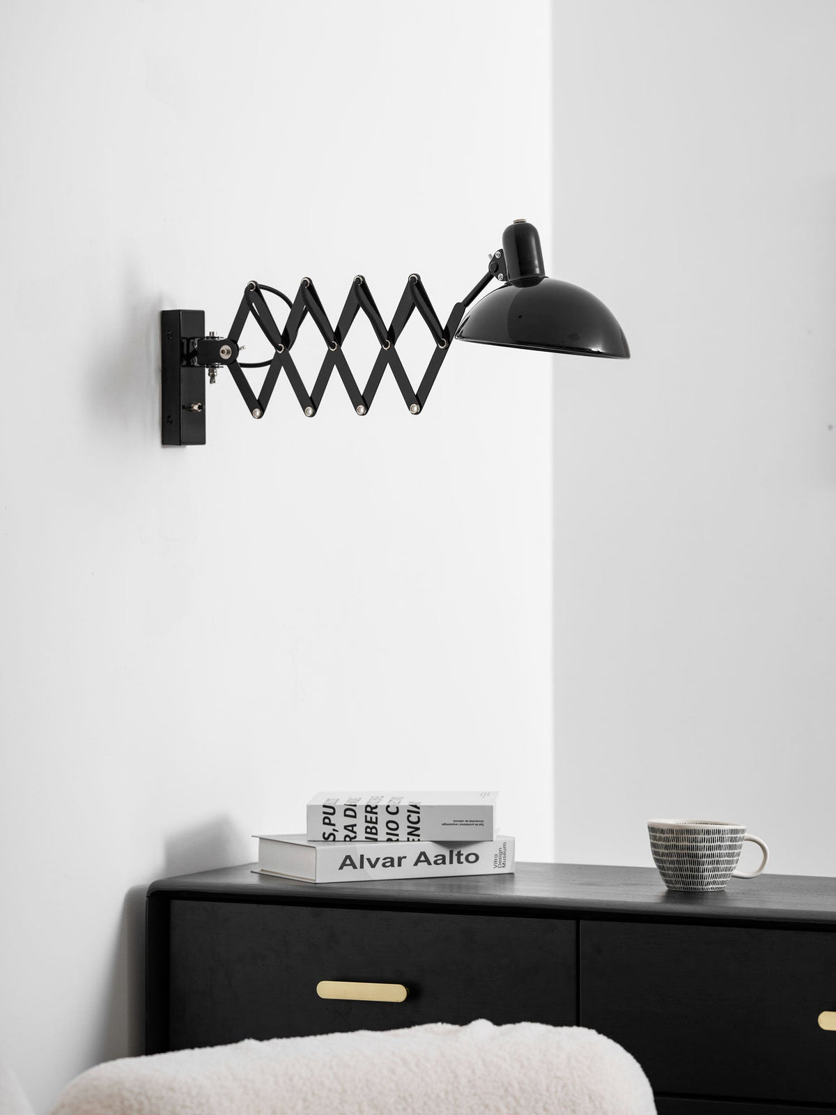 Maxon Adjustable Spring Wall Sconce in Glossy Black