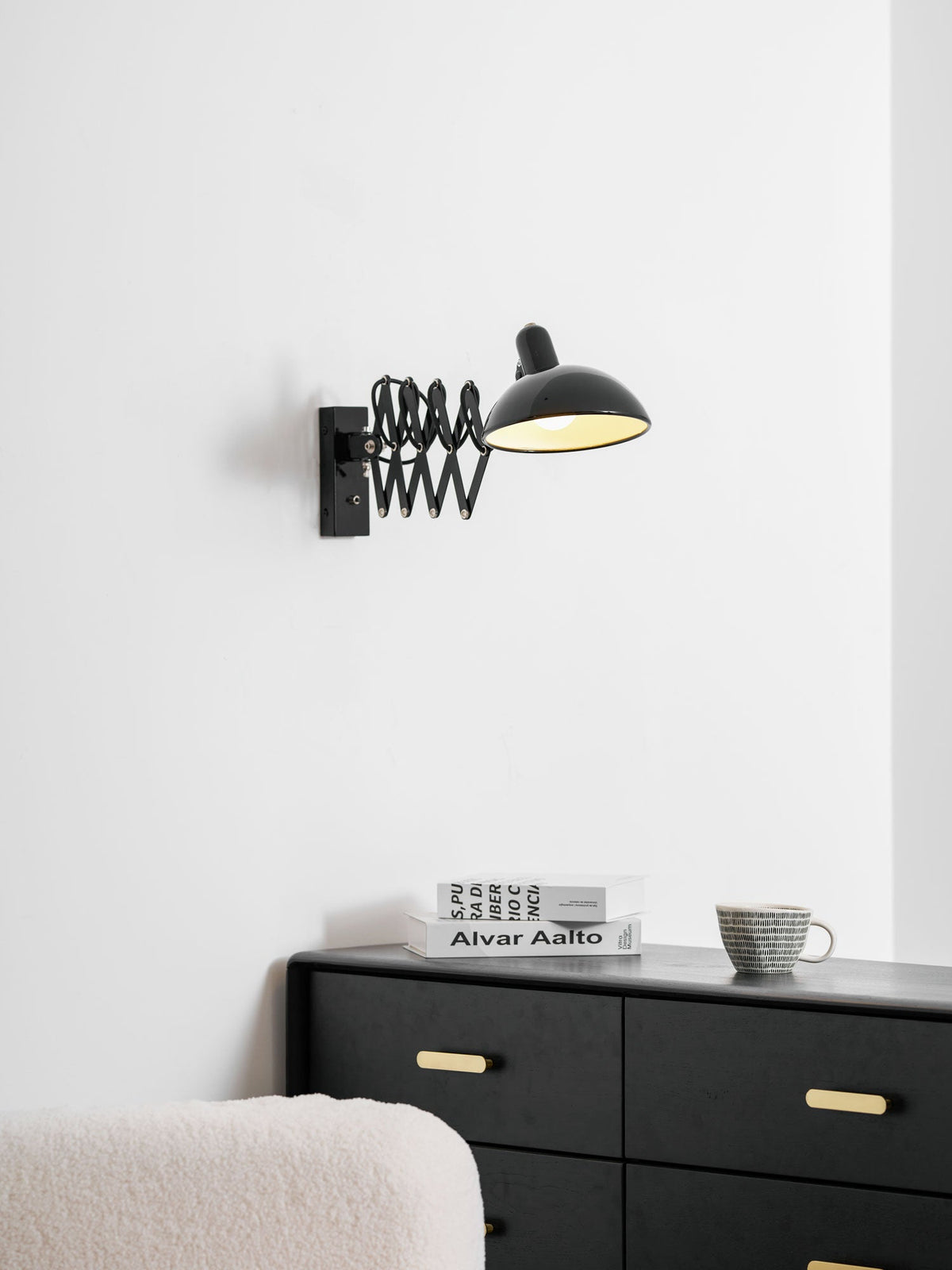 Maxon Adjustable Spring Wall Sconce in Glossy Black
