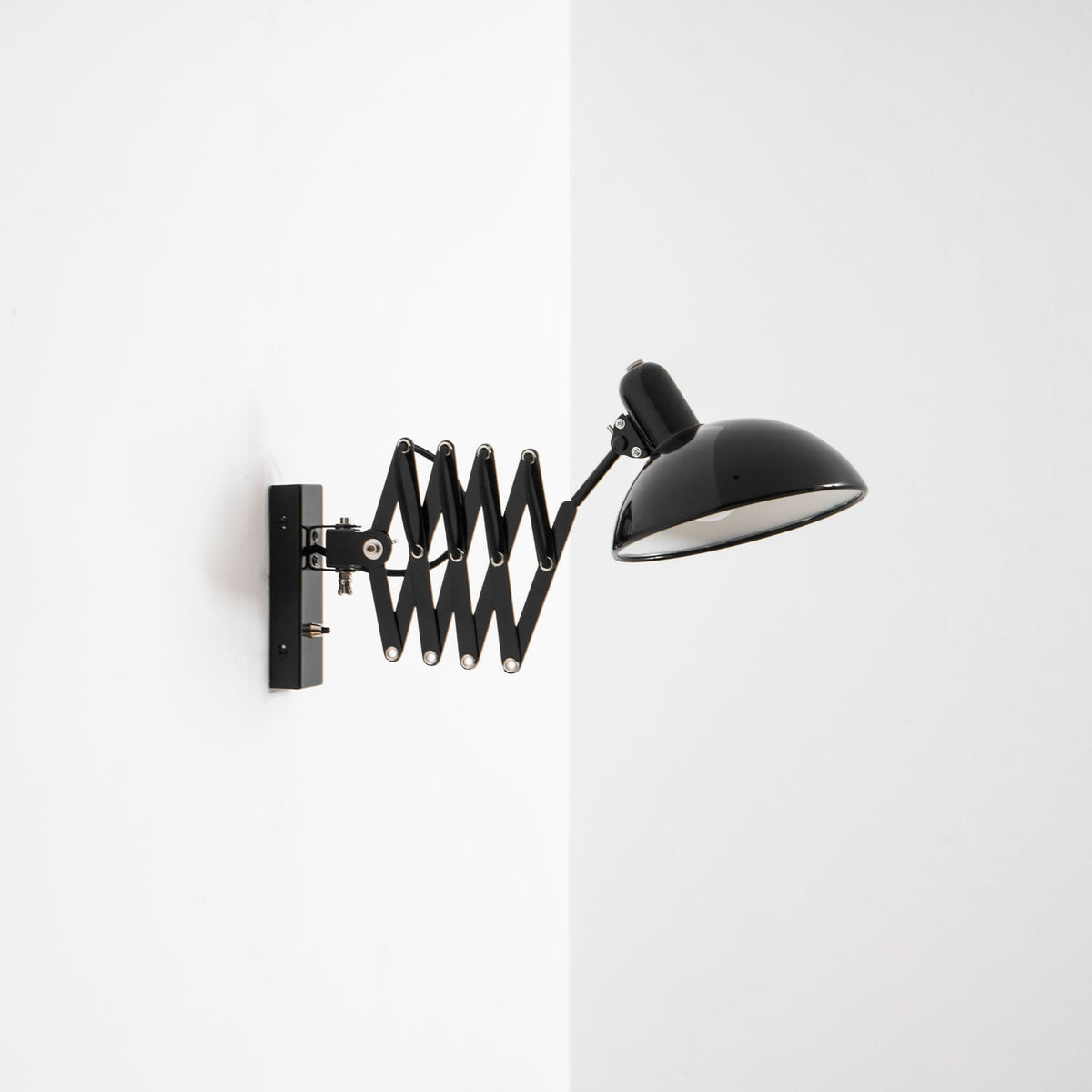 Maxon Adjustable Spring Wall Sconce in Glossy Black