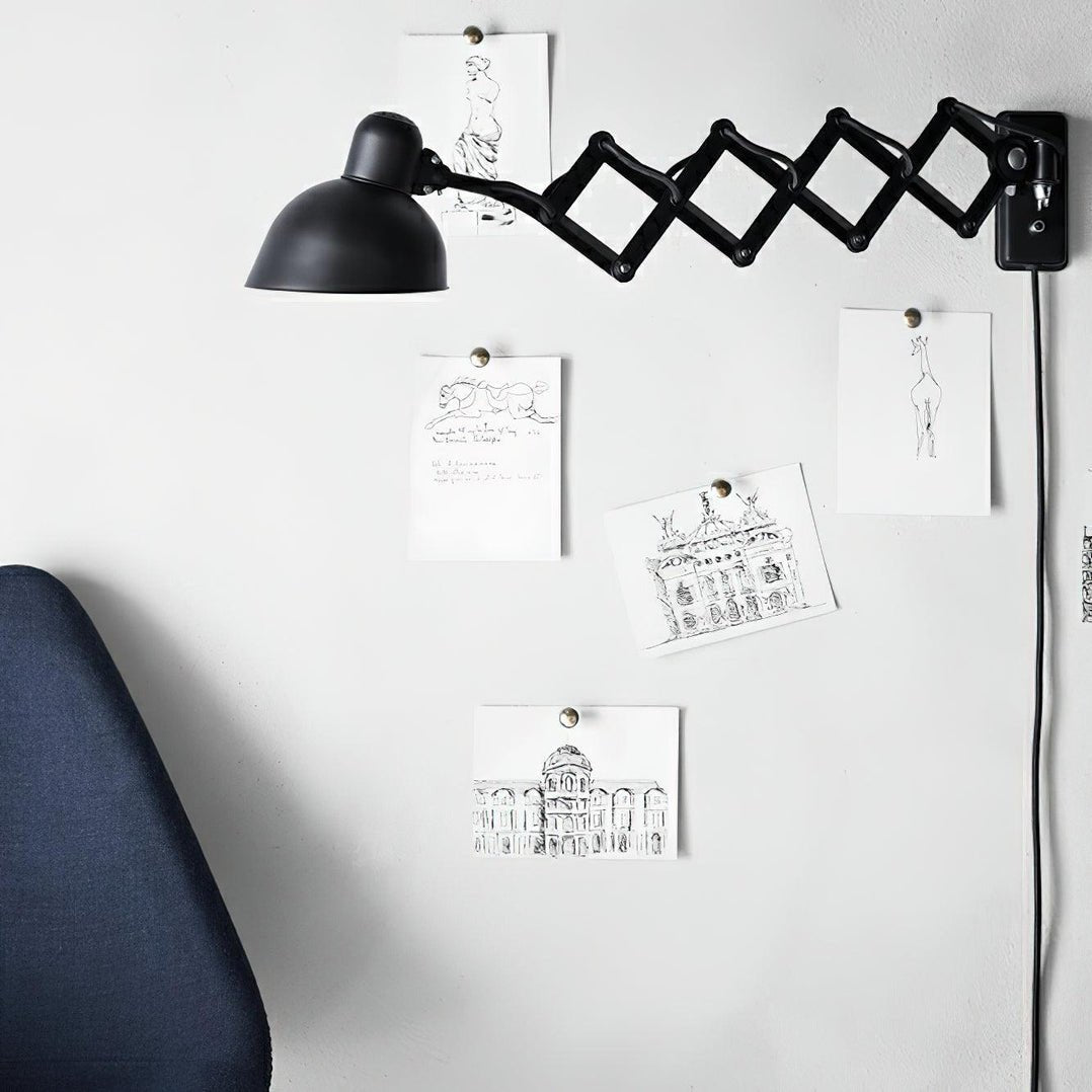 Maxon Adjustable Swing Arm Wall Sconce in Glossy Black for Modern Interiors