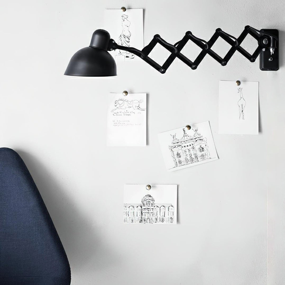 Maxon Adjustable Spring Wall Sconce in Glossy Black