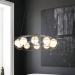 Modern Round Glass Chandelier with Chrome or Gold Finish for Living and Dining Rooms