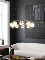 Modern Round Glass Chandelier with Chrome or Gold Finish for Living and Dining Rooms