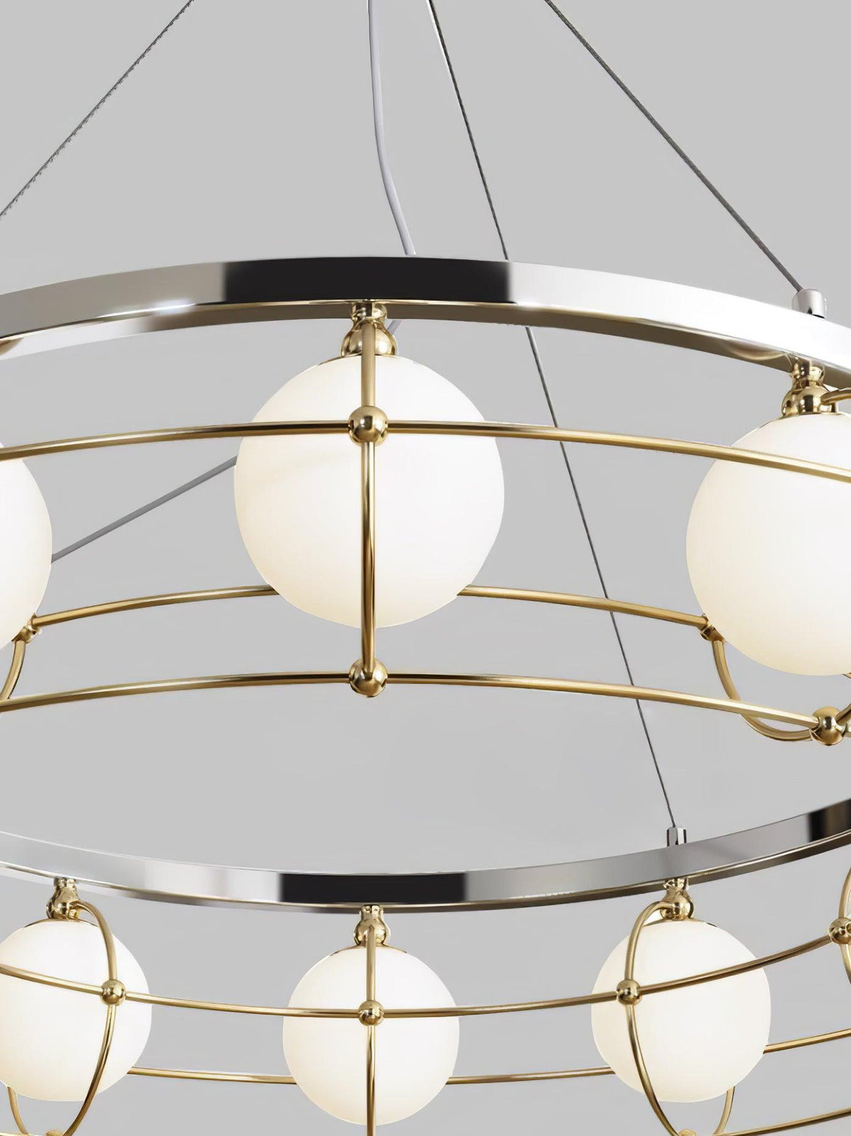 Modern Round Glass Chandelier with Chrome or Gold Finish for Living and Dining Rooms