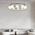 Modern Round Glass Chandelier with Chrome or Gold Finish for Living and Dining Rooms