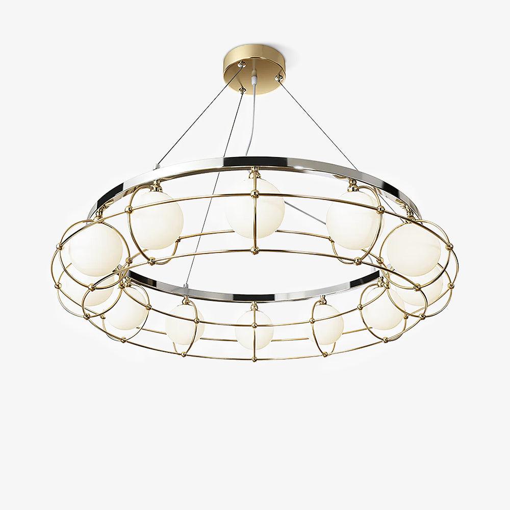 Modern Round Glass Chandelier with Chrome or Gold Finish for Living and Dining Rooms