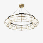Modern Round Glass Chandelier with Chrome or Gold Finish for Living and Dining Rooms