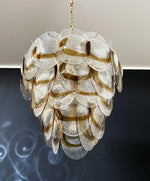 Mazzega Murano Transparent Amber Glasses Chandelier