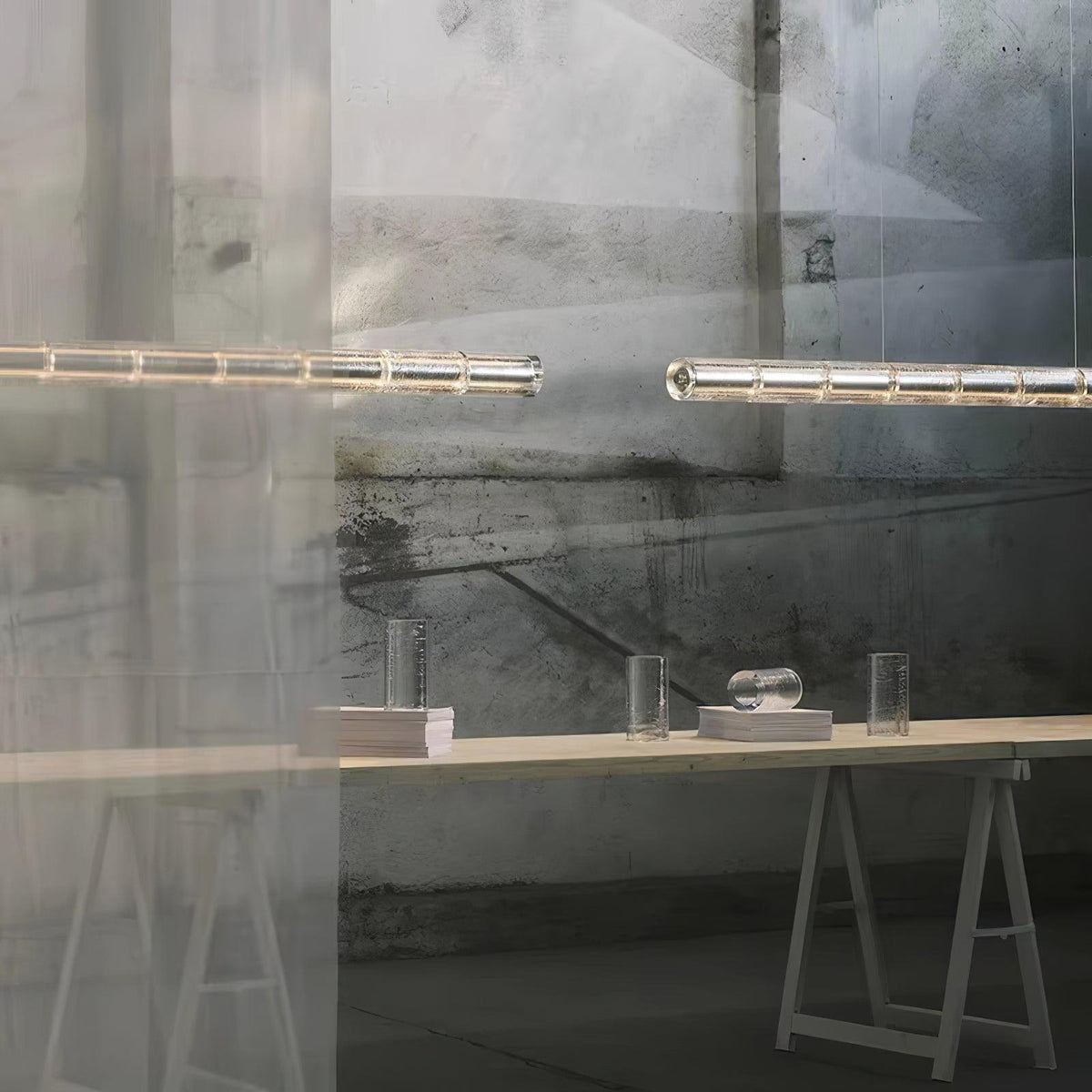 Mcdade Segmented Glass Linear Chandelier – Modern LED Pendant Light for Dining Room and Kitchen Island