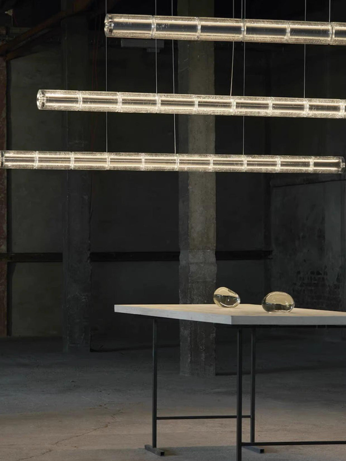 Mcdade Segmented Glass Linear Chandelier – Modern LED Pendant Light for Dining Room and Kitchen Island