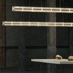 Mcdade Segmented Glass Linear Chandelier – Modern LED Pendant Light for Dining Room and Kitchen Island