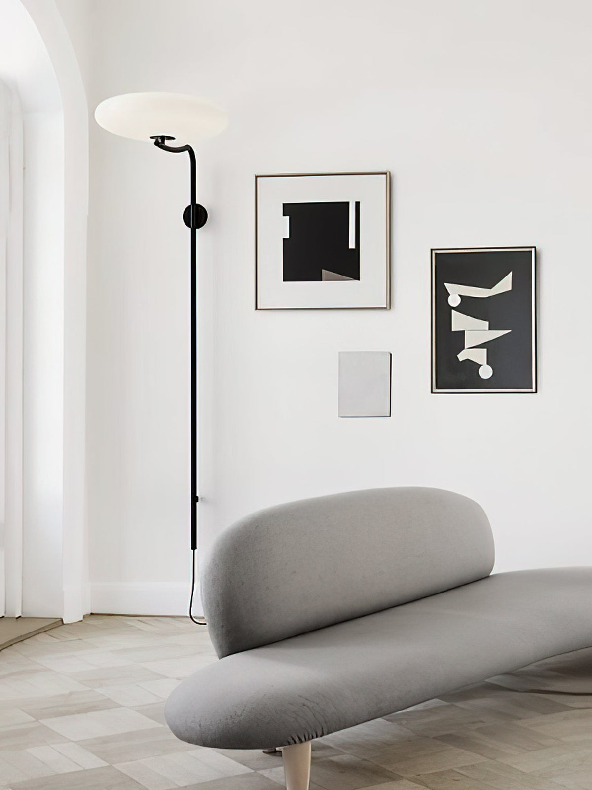 Arc Wall Sconce with Opal Glass Shade | Modern Minimalist Lighting
