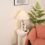 Lloyd Sculptural Marble Table Lamp with Silk Shade