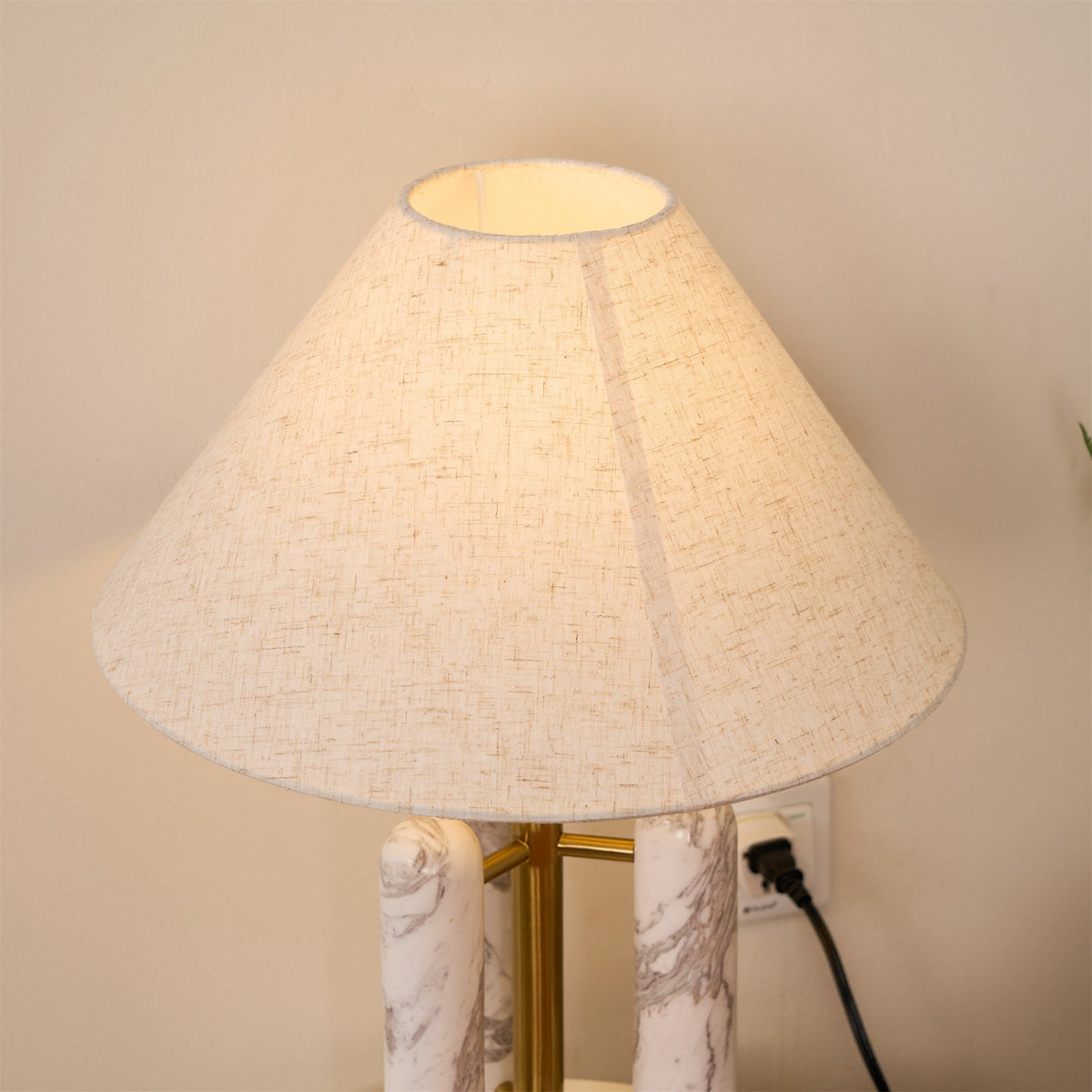 Lloyd Sculptural Marble Table Lamp with Silk Shade