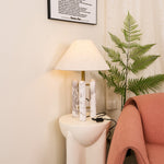 Lloyd Sculptural Marble Table Lamp with Silk Shade