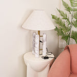 Lloyd Sculptural Marble Table Lamp with Silk Shade