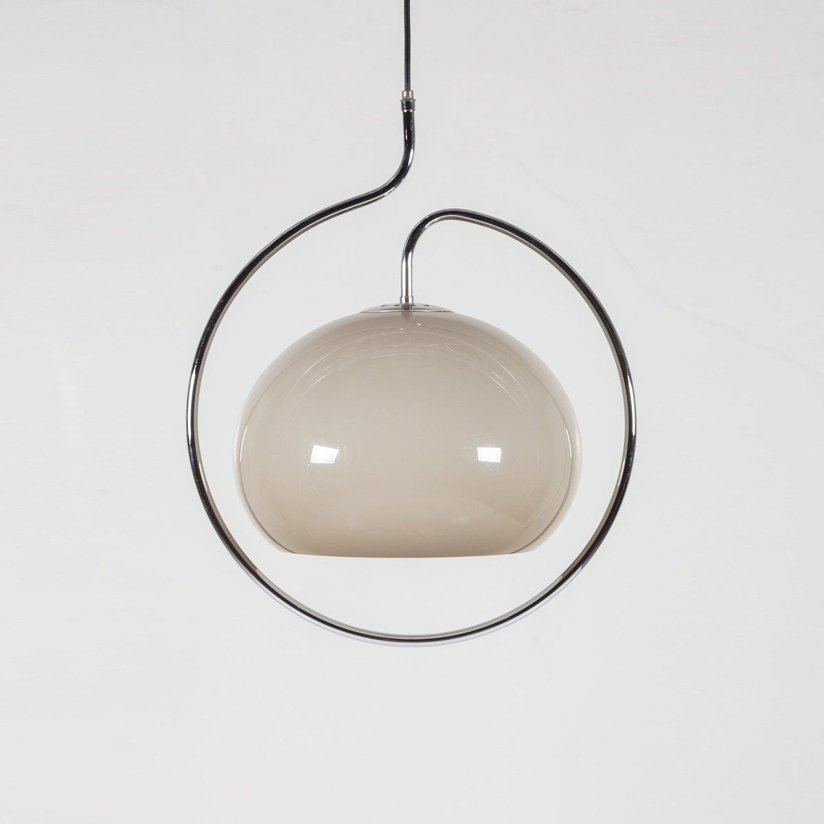 Medieval Swag Pendant Light in Chrome with Cream Glass Shade