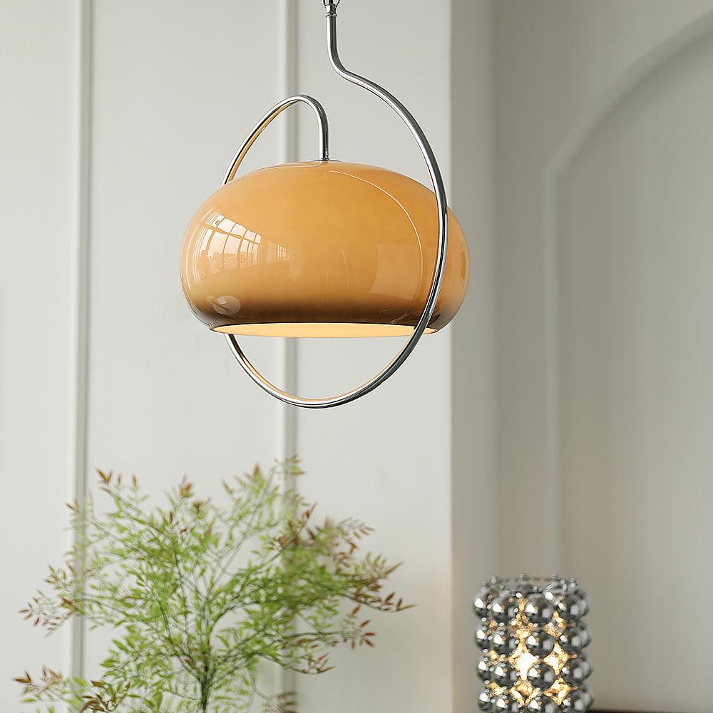 Medieval Swag Pendant Light in Chrome with Cream Glass Shade