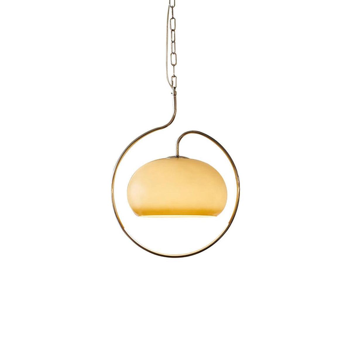 Medieval Swag Pendant Light in Chrome with Cream Glass Shade
