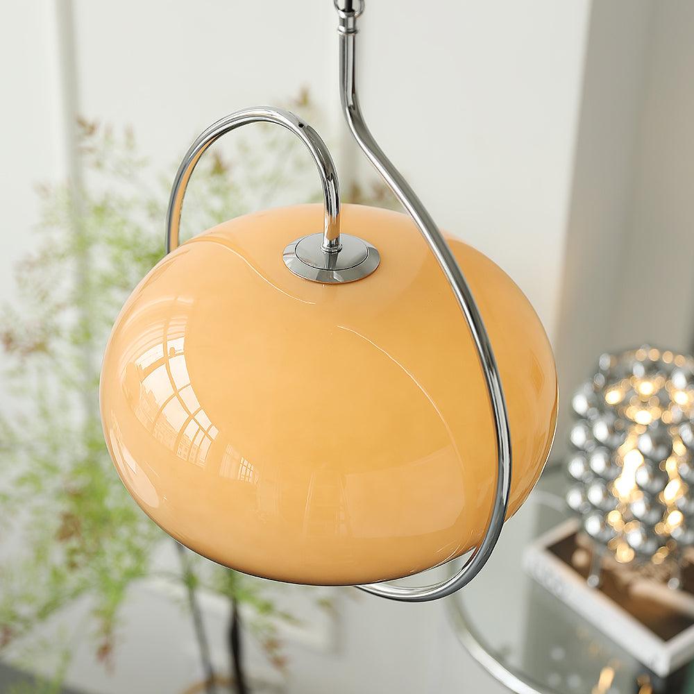 Medieval Swag Pendant Light in Chrome with Cream Glass Shade