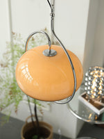 Medieval Swag Pendant Light in Chrome with Cream Glass Shade