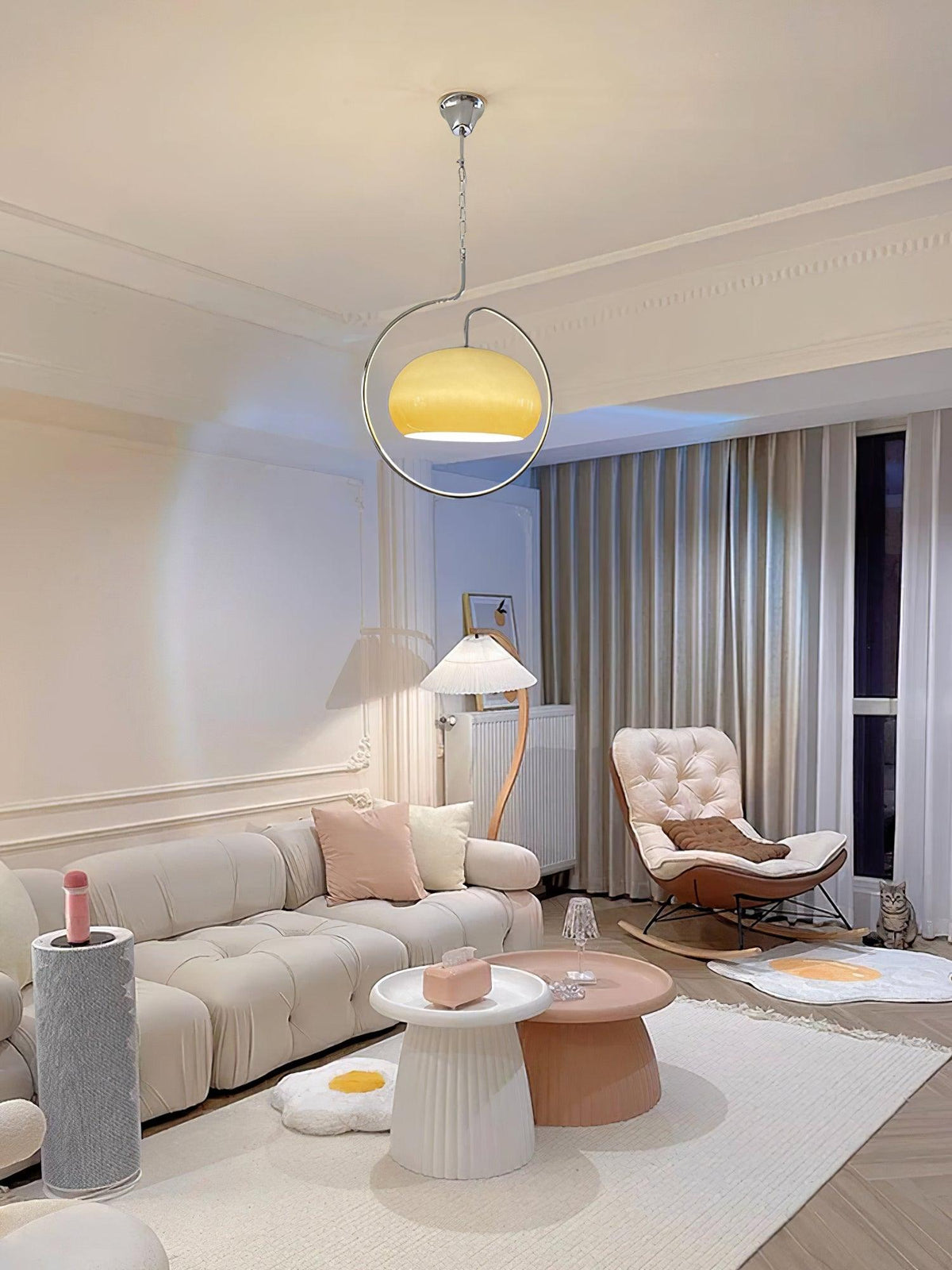 Medieval Swag Pendant Light in Chrome with Cream Glass Shade