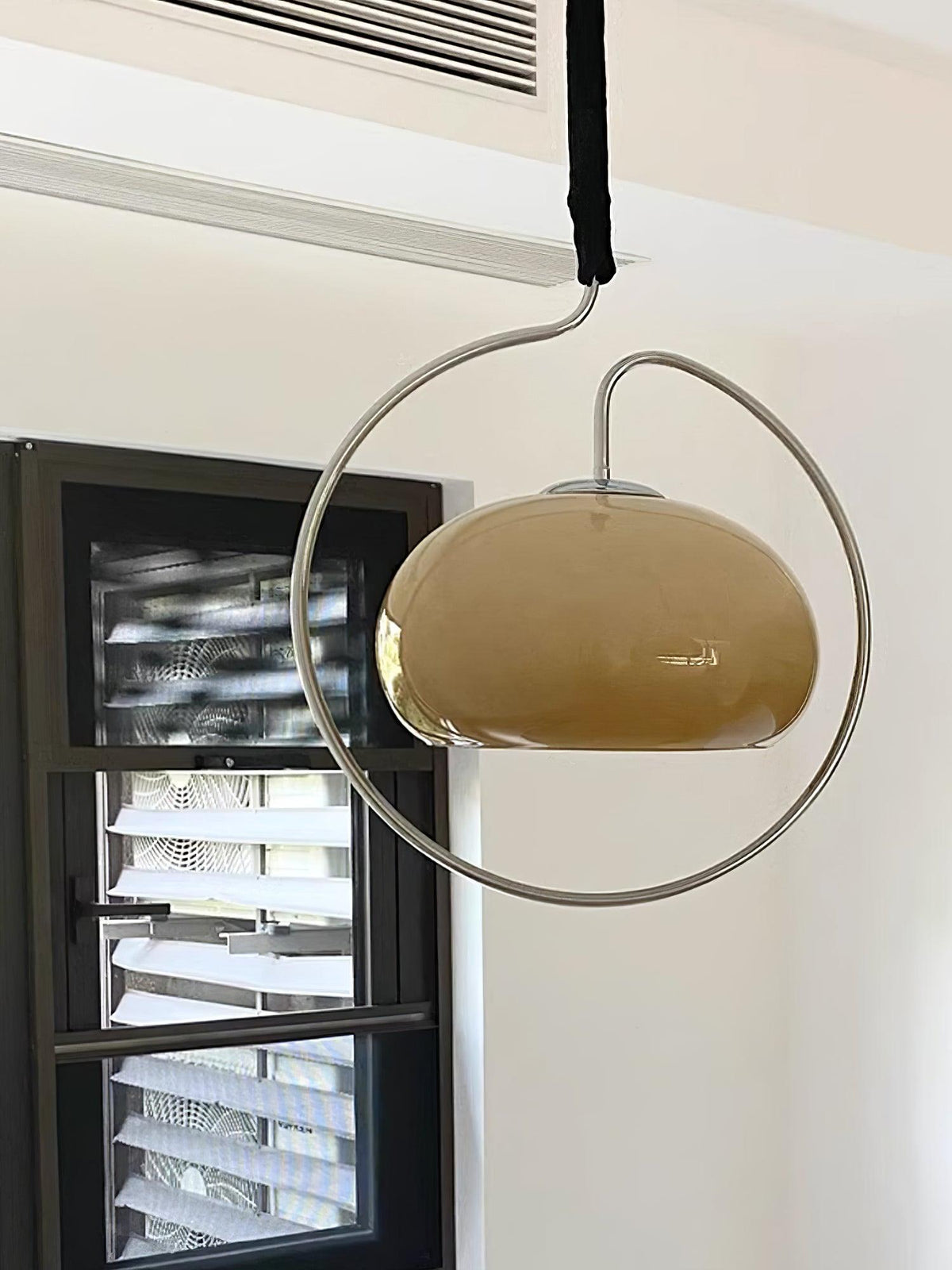 Medieval Swag Pendant Light in Chrome with Cream Glass Shade
