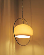 Medieval Swag Pendant Light in Chrome with Cream Glass Shade