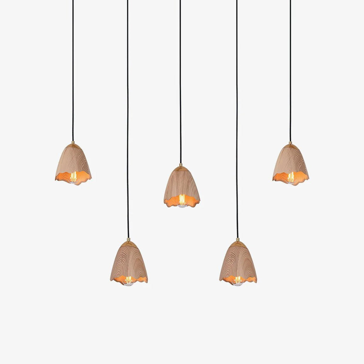 Melody Bell Wood Pendant Light – Modern Natural Chandelier for Dining and Living Spaces