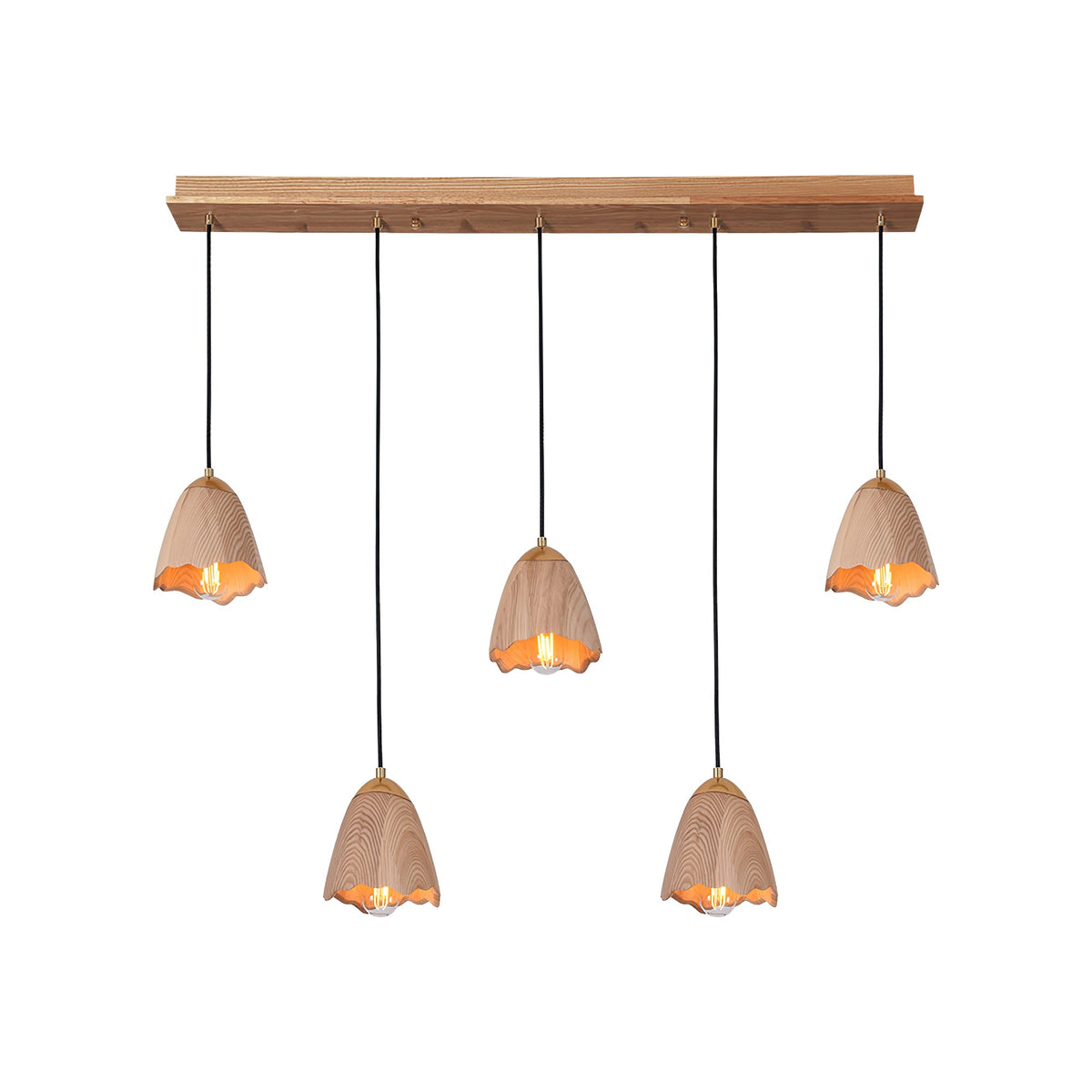 Melody Bell Wood Pendant Light – Modern Natural Chandelier for Dining and Living Spaces