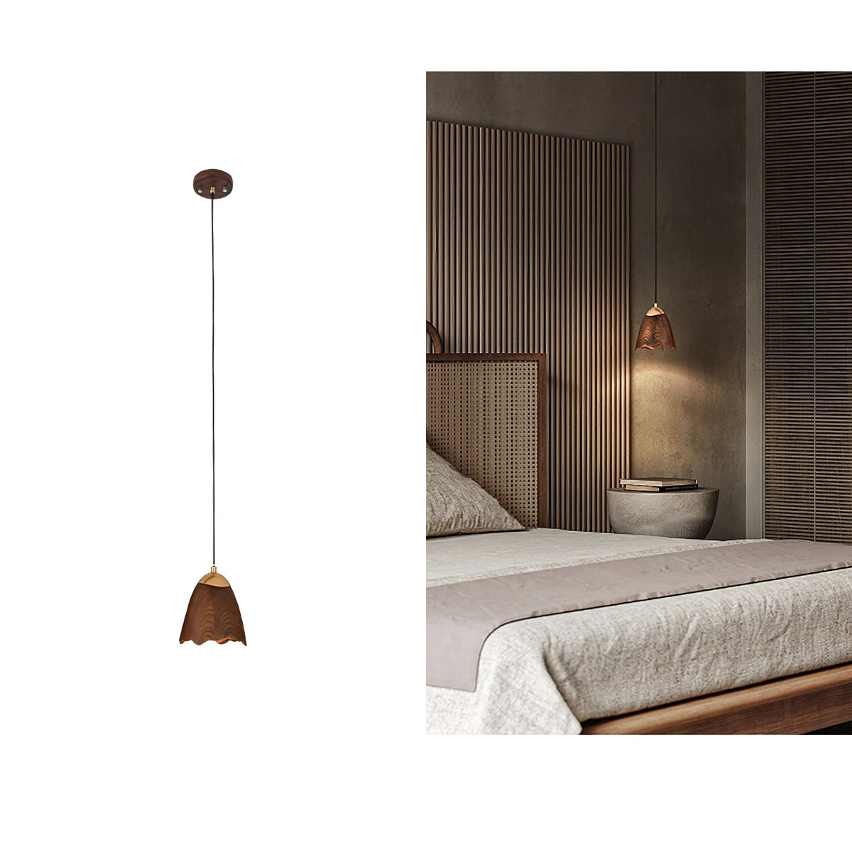 Melody Bell Wood Pendant Light – Modern Natural Chandelier for Dining and Living Spaces