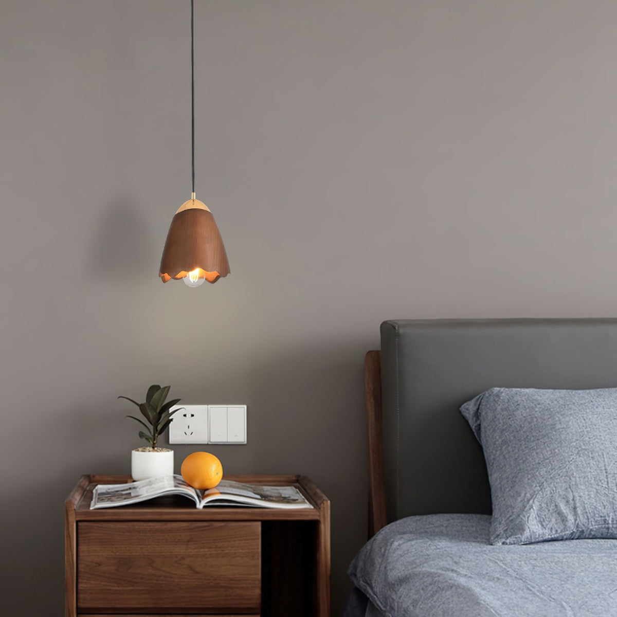 Melody Bell Wood Pendant Light – Modern Natural Chandelier for Dining and Living Spaces