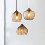 Melon Shaped Glass Pendant Light