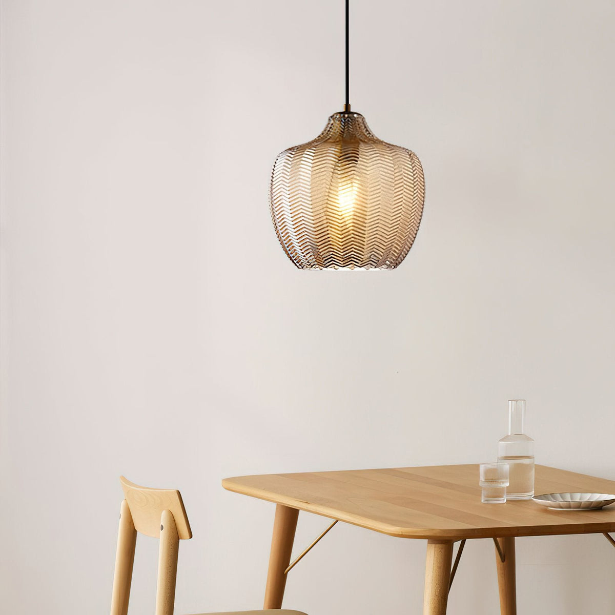 Melon Shaped Glass Pendant Light