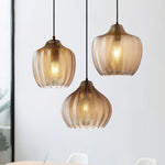 Melon Shaped Glass Pendant Light
