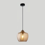 Melon Shaped Glass Pendant Light