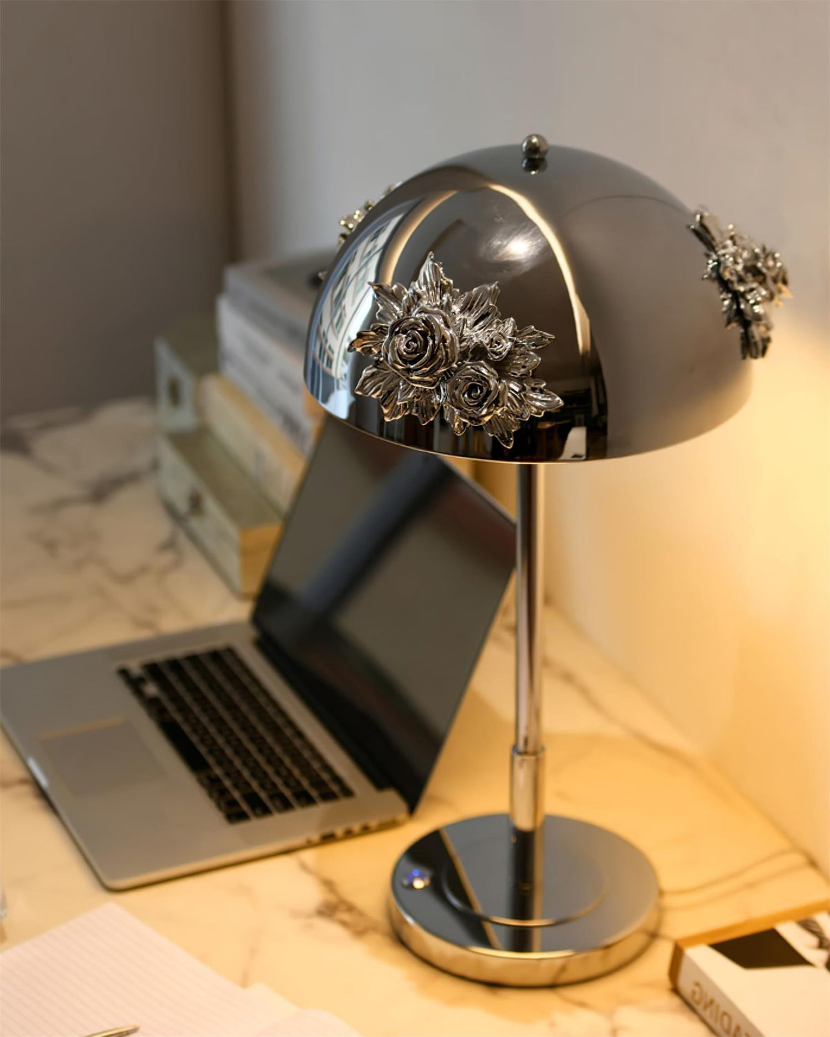 Meni Sculptural Table Lamp with Crystal Buds and LED Light