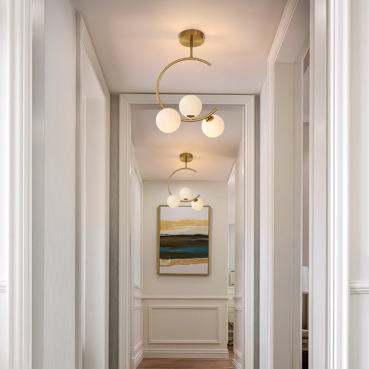 Meniscus Glass Ball Ceiling Lamp